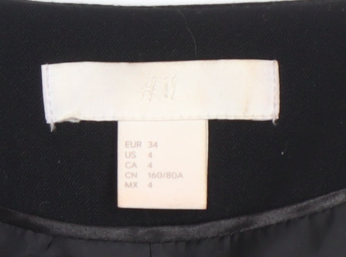 H&M Womens Black Fitted Blazer Jacket Size 6 Classic Workwear