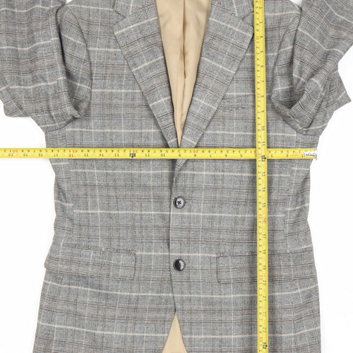 Moss London Grey Check Wool Blend Single Breasted Blazer UK 36S Women's