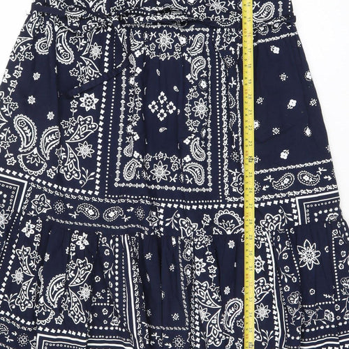 Marks and Spencer Women Blue Paisley V-Neck Fit & Flare Dress Size 8