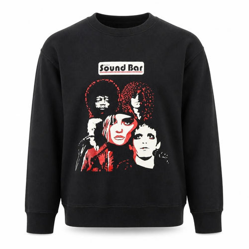 Fruit of the Loom Womens Black Medium Pullover Sweatshirt Sound Bar Graphic Cotton Blend