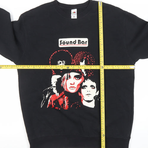 Fruit of the Loom Womens Black Medium Pullover Sweatshirt Sound Bar Graphic Cotton Blend