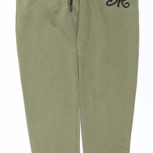 Born Rich Men’s Green Jogger Sweatpants S Regular Fit Cotton Blend