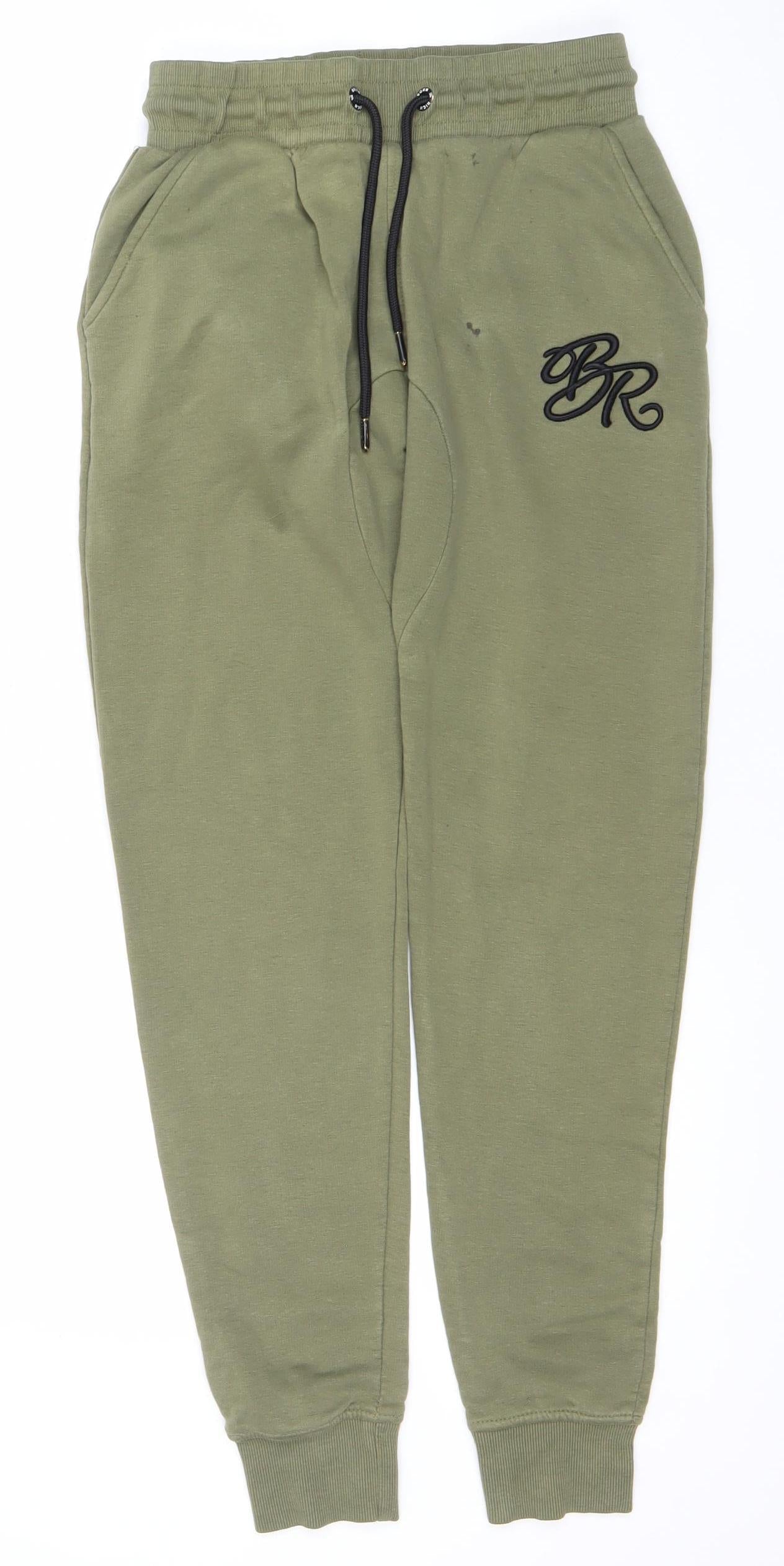 Born Rich Men’s Green Jogger Sweatpants S Regular Fit Cotton Blend