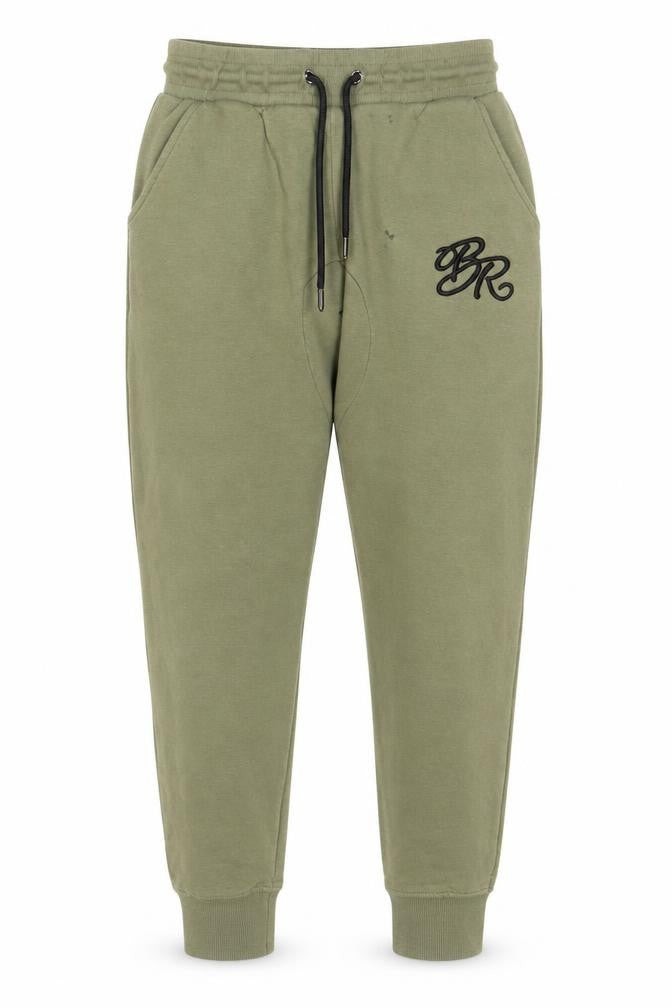 Front view of Born Rich Men’s Green Jogger Sweatpants S Regular Fit Cotton Blend