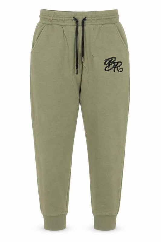 Front view of Born Rich Men’s Green Jogger Sweatpants S Regular Fit Cotton Blend
