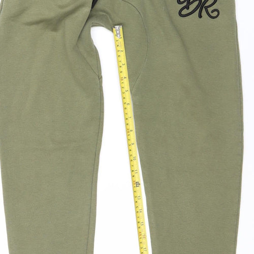 Born Rich Men’s Green Jogger Sweatpants S Regular Fit Cotton Blend