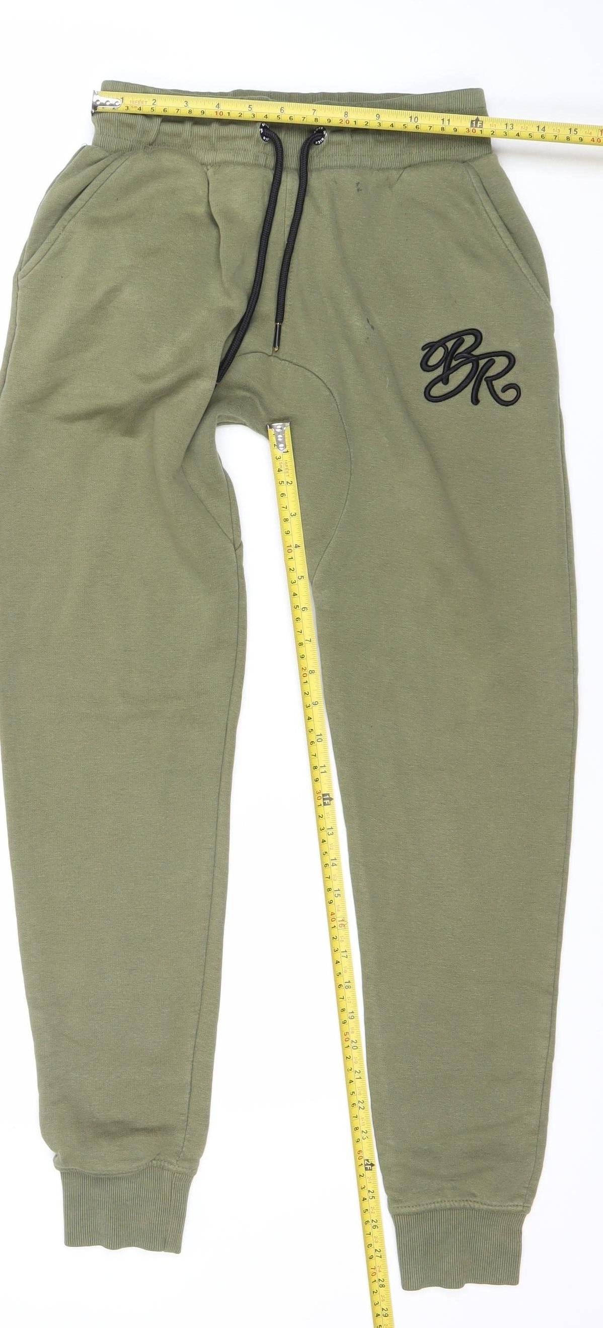 Born Rich Men’s Green Jogger Sweatpants S Regular Fit Cotton Blend