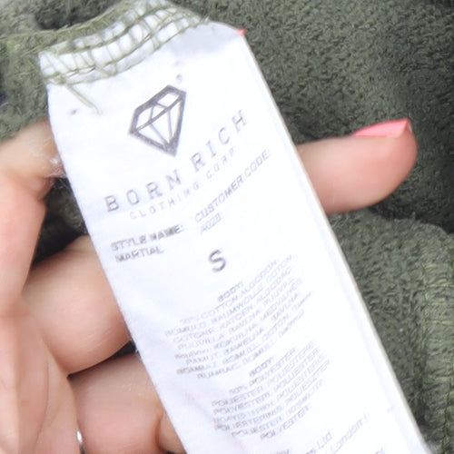 Born Rich Men’s Green Jogger Sweatpants S Regular Fit Cotton Blend