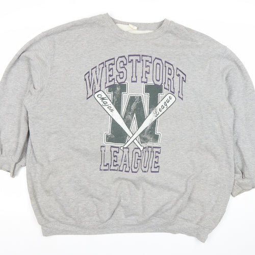 Urban Outfitters Women Grey Graphic Pullover Sweatshirt Size L