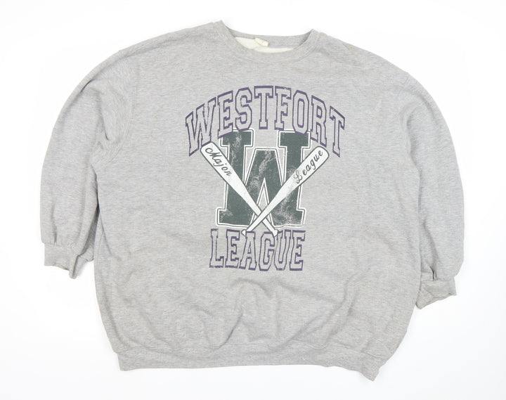 Urban Outfitters Women Grey Graphic Pullover Sweatshirt Size L