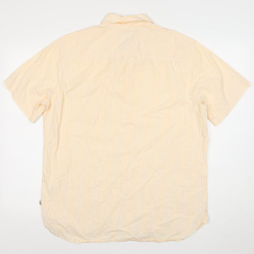 Timberland Men Beige Check Short Sleeve Regular Fit Button-Up Shirt L