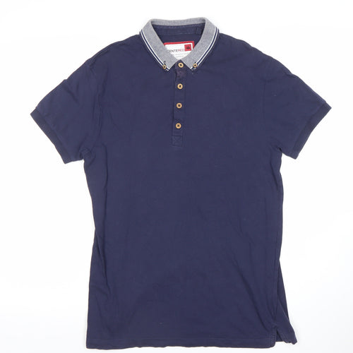 CENTERED Men's Blue Cotton Short Sleeve Polo Shirt Size S