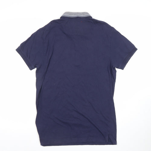 CENTERED Men's Blue Cotton Short Sleeve Polo Shirt Size S