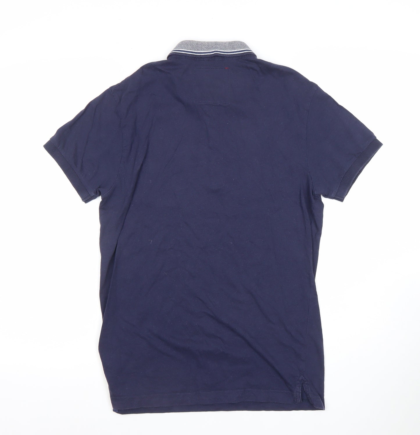 CENTERED Men's Blue Cotton Short Sleeve Polo Shirt Size S