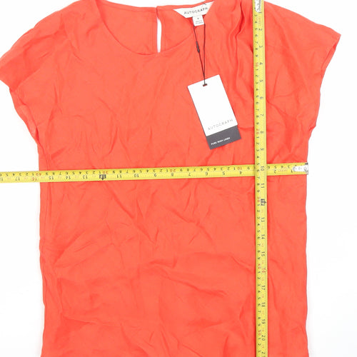 Marks and Spencer Women Orange Linen Short Sleeve Blouse Size 6
