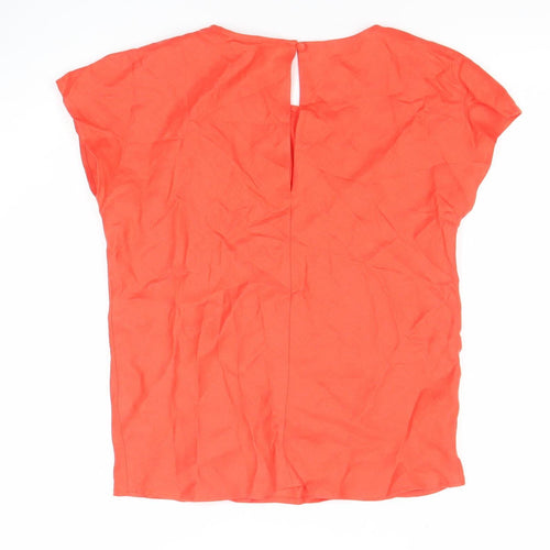 Marks and Spencer Women Orange Linen Short Sleeve Blouse Size 6