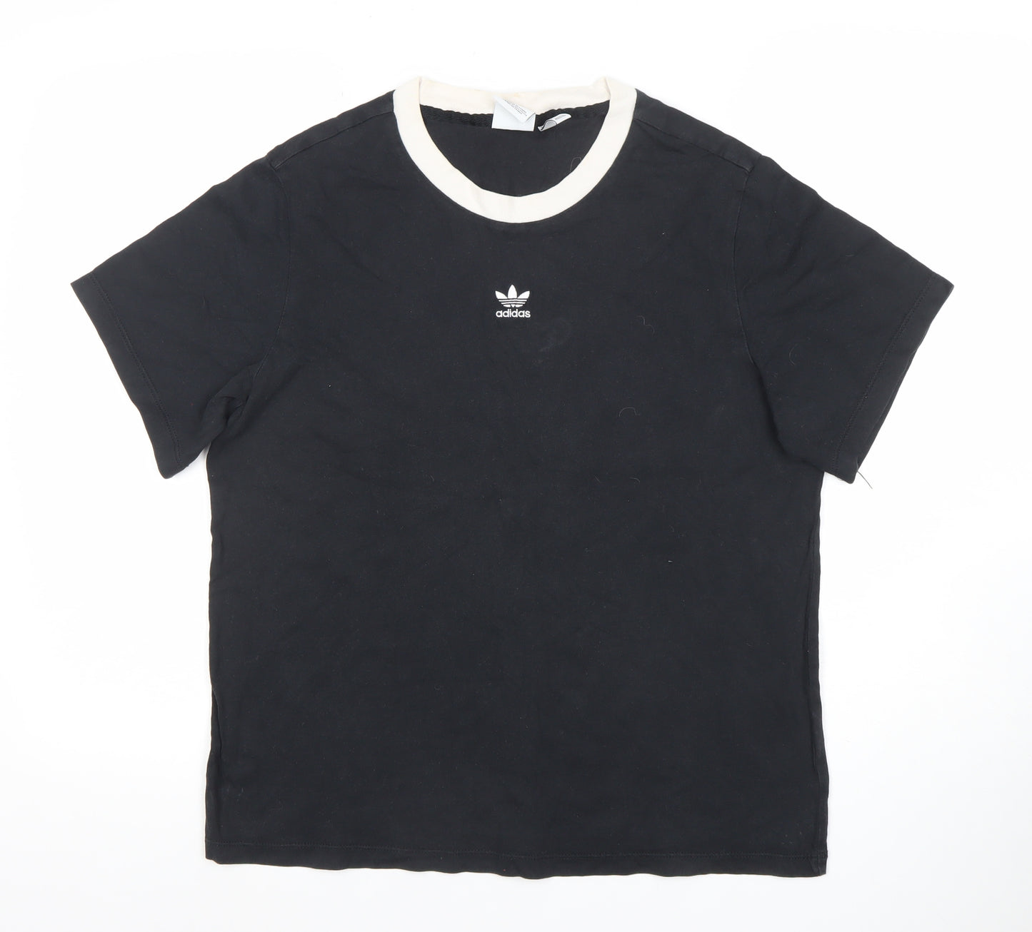 Adidas Women’s Black Ringer T-Shirt Size 12 Cotton Casual