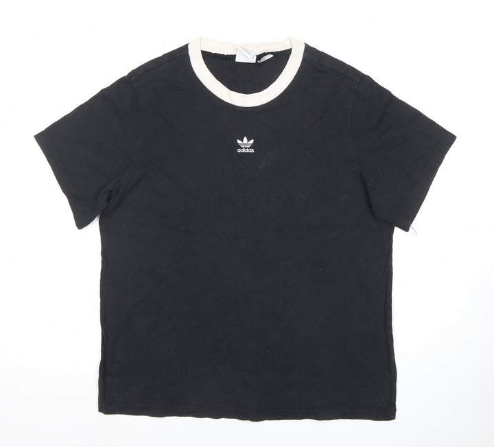 Adidas Women’s Black Ringer T-Shirt Size 12 Cotton Casual