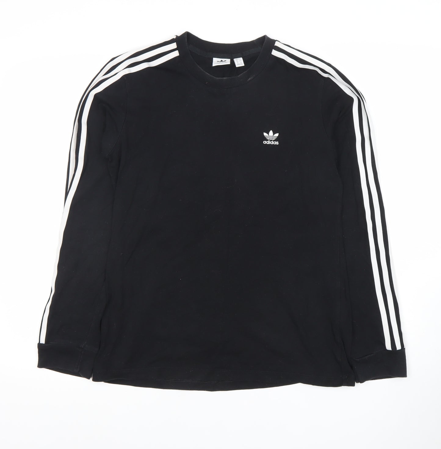 Adidas Womens Black Long Sleeve Striped Jersey T-Shirt UK 12