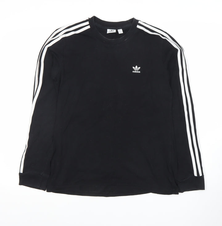Adidas Womens Black Long Sleeve Striped Jersey T-Shirt UK 12