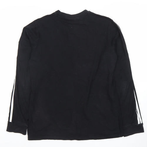 Adidas Womens Black Long Sleeve Striped Jersey T-Shirt UK 12