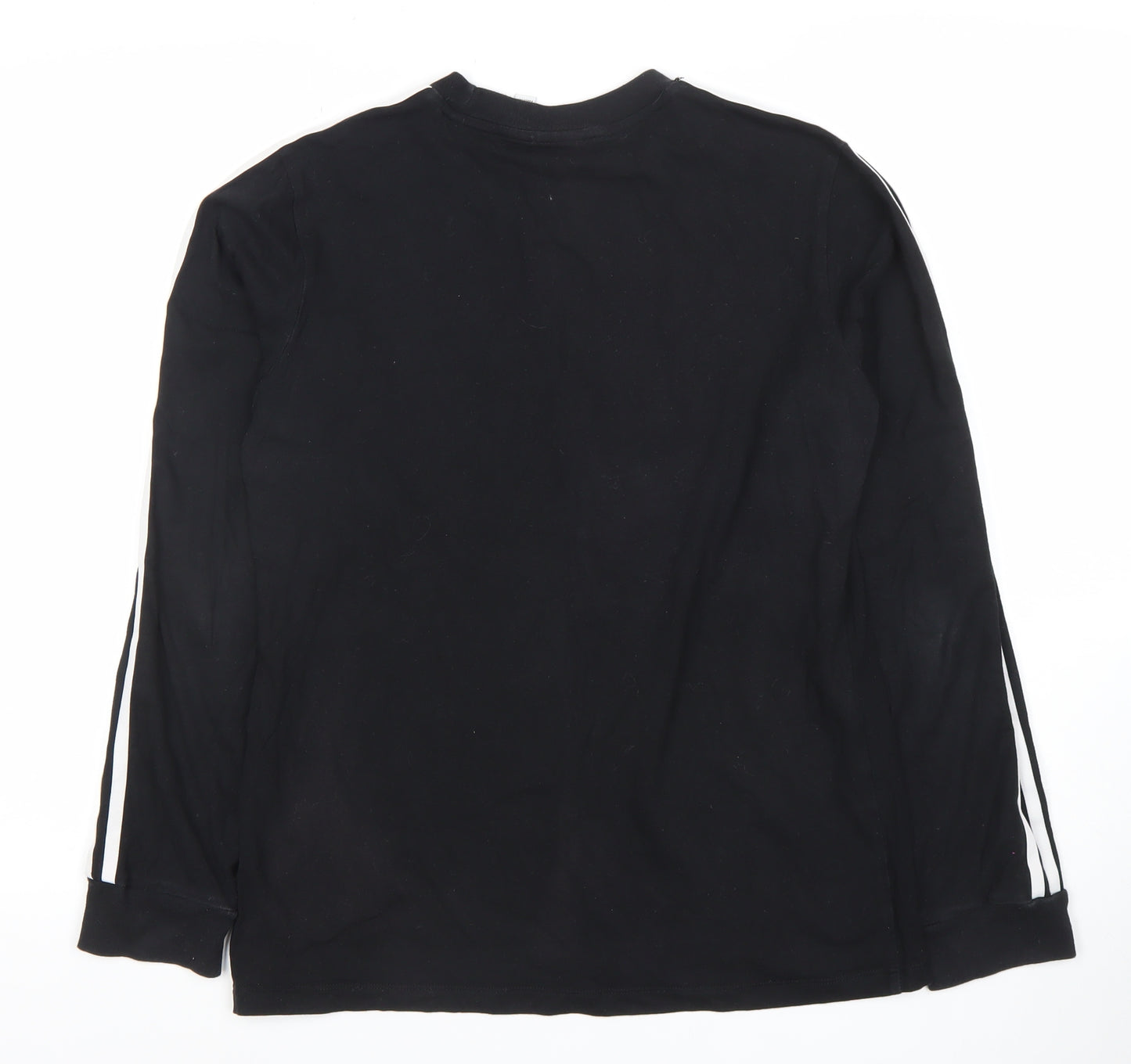 Adidas Womens Black Long Sleeve Striped Jersey T-Shirt UK 12