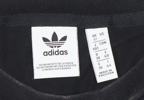 Adidas Womens Black Long Sleeve Striped Jersey T-Shirt UK 12