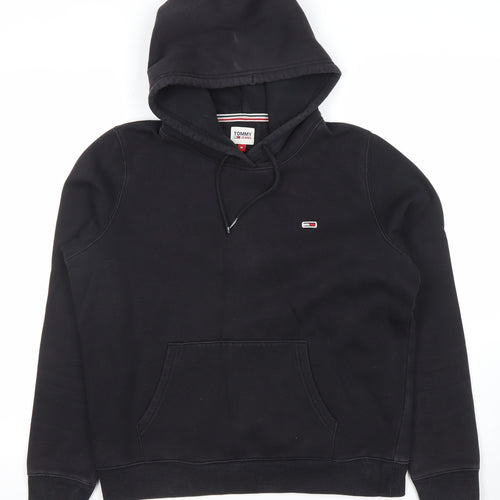 Tommy Jeans Women Black M Pullover Hoodie Cotton Blend