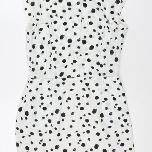 Boden Women’s White Polka Dot Viscose Sheath Dress Size 8