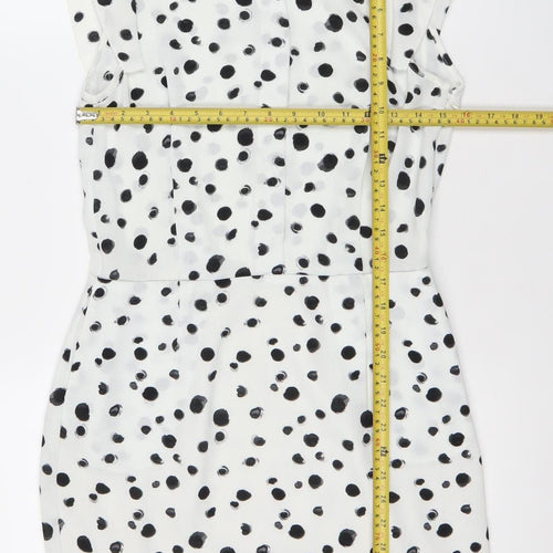 Boden Women’s White Polka Dot Viscose Sheath Dress Size 8