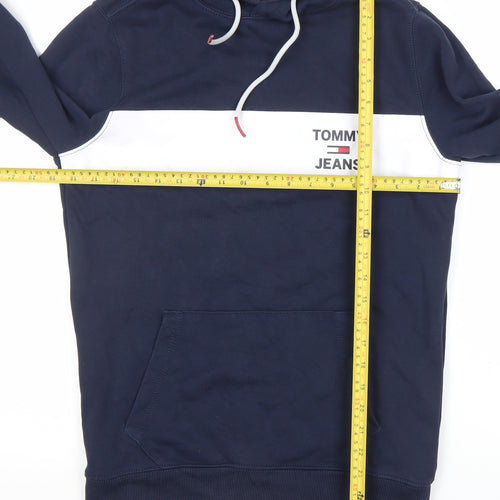 Tommy Jeans Men's Blue Pullover Hoodie Size S Logo Cotton Blend