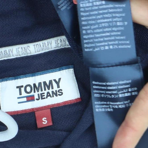 Tommy Jeans Men's Blue Pullover Hoodie Size S Logo Cotton Blend