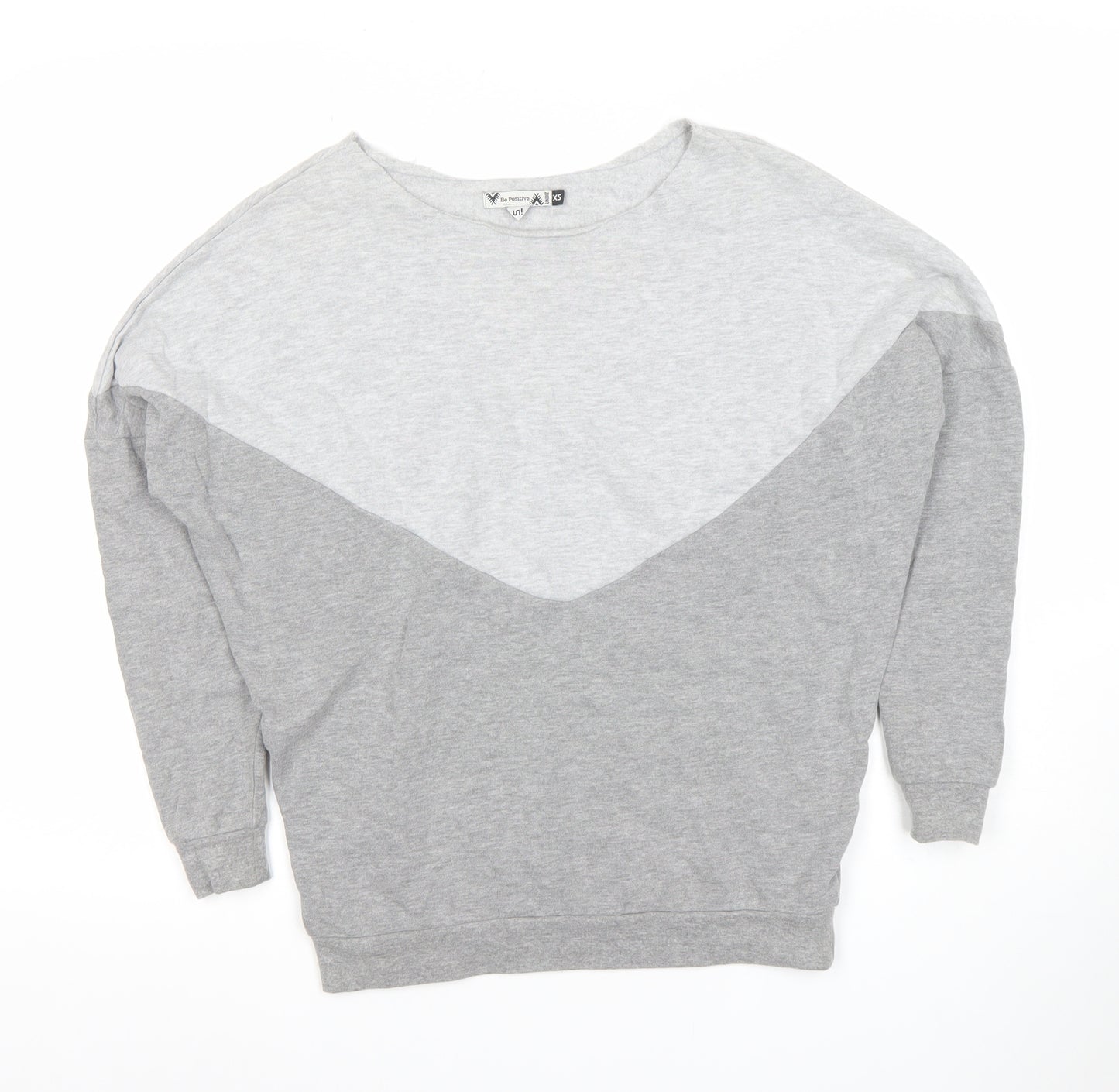 Undiz Women Grey Colourblock Pullover Sweatshirt XS Lightweight Cotton Blend