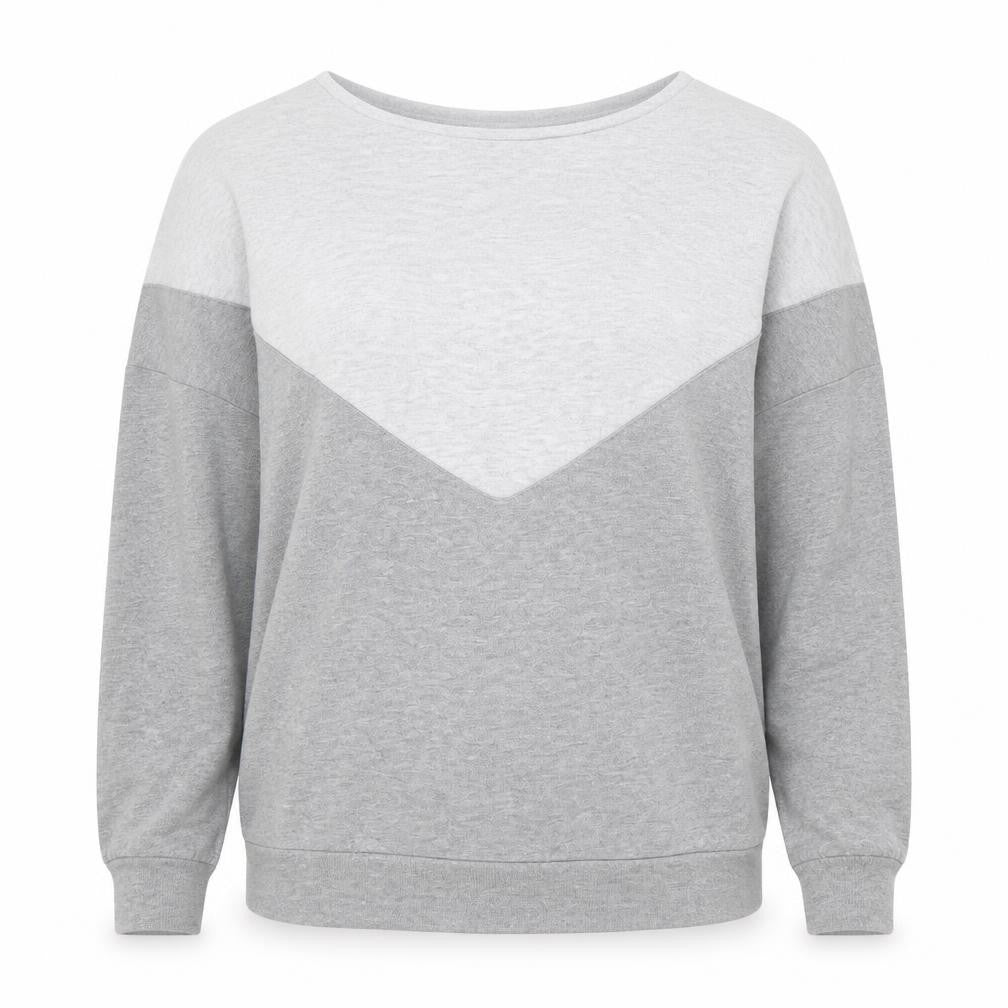 Front view of Undiz Women Grey Colourblock Pullover Sweatshirt XS Lightweight Cotton Blend