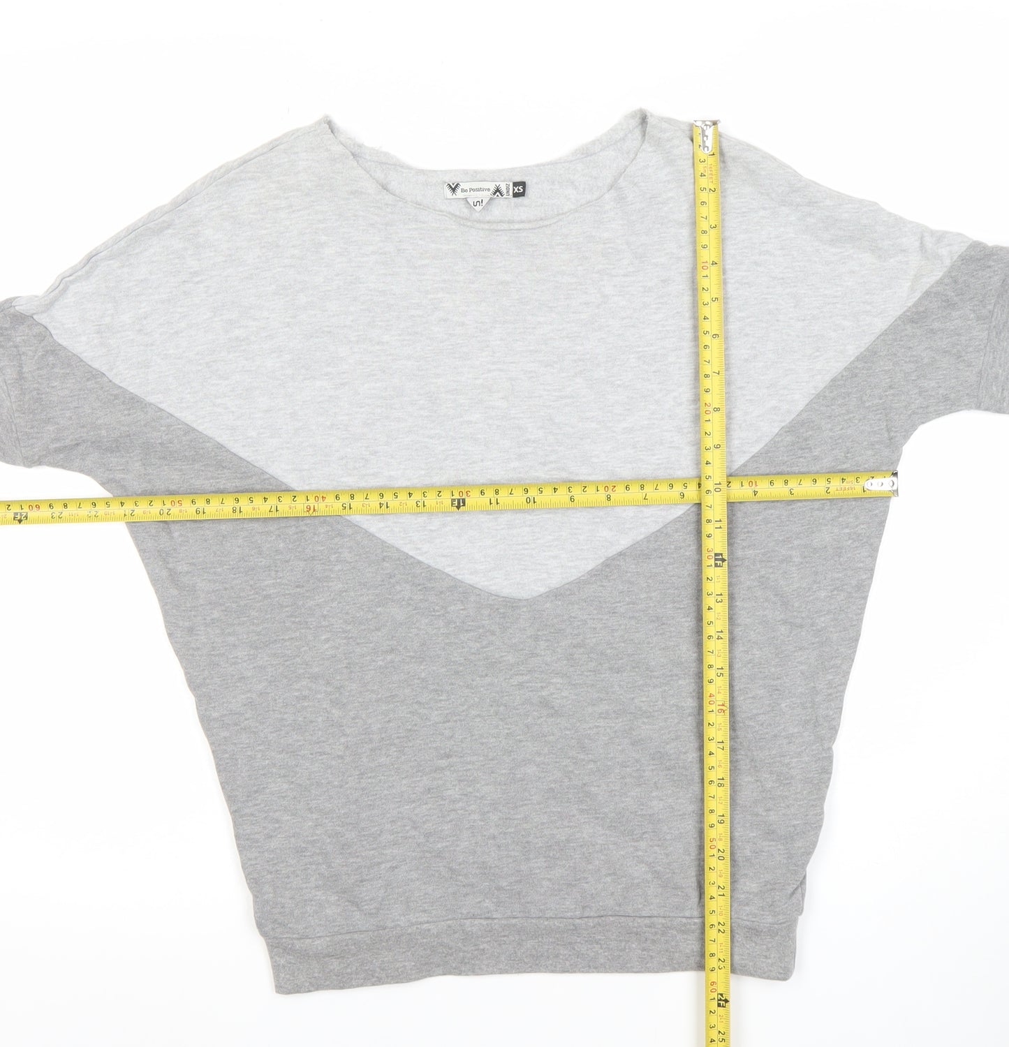 Undiz Women Grey Colourblock Pullover Sweatshirt XS Lightweight Cotton Blend