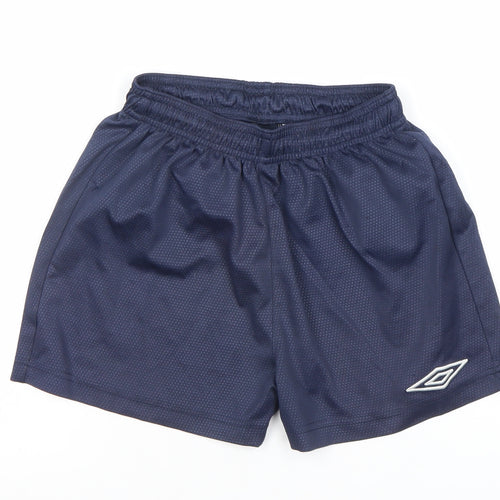 Umbro Boys Blue 28in Athletic Football Shorts Lightweight Mesh