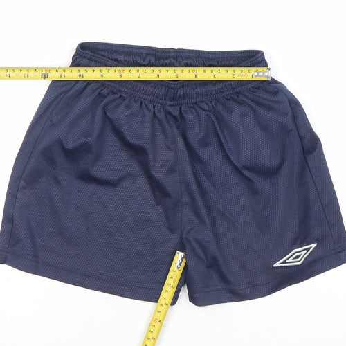 Umbro Boys Blue 28in Athletic Football Shorts Lightweight Mesh