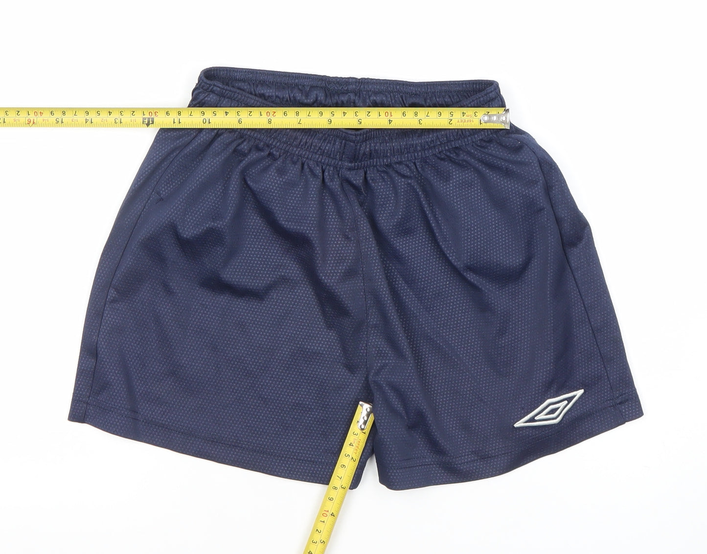 Umbro Boys Blue 28in Athletic Football Shorts Lightweight Mesh