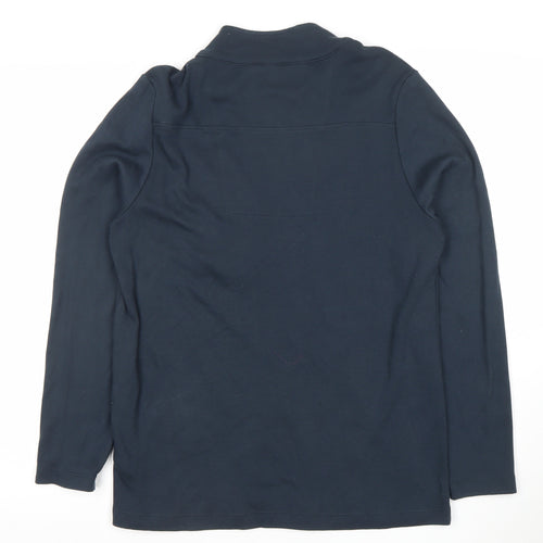Julipa Womens Navy Floral Trim 1/2 Zip Pullover Sweatshirt Size 12