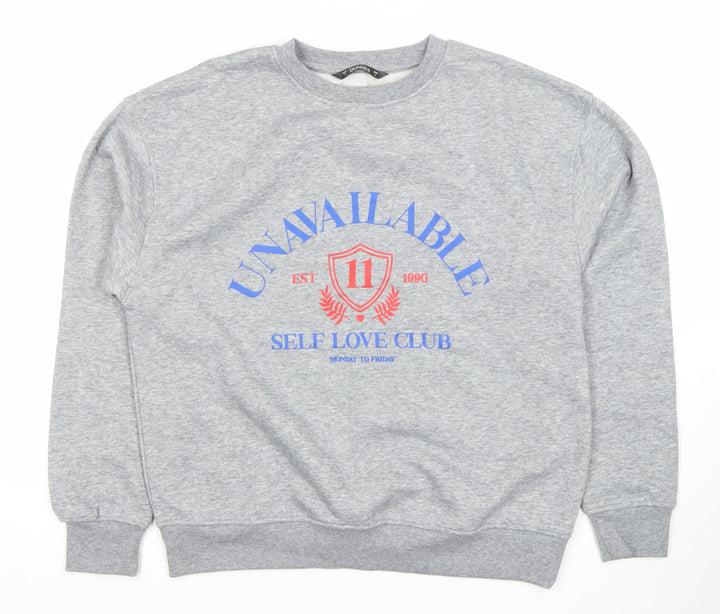 Dunnes Stores Womens Grey Marl Small Graphic Pullover Sweatshirt