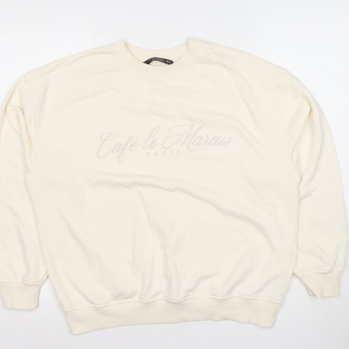 Dunnes Women Ivory Café le Marais Cotton Blend Pullover Sweatshirt Size S