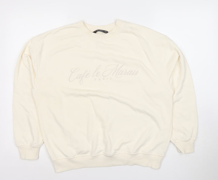 Dunnes Women Ivory Café le Marais Cotton Blend Pullover Sweatshirt Size S
