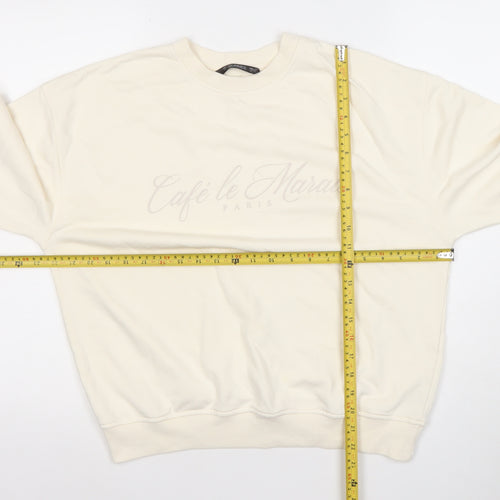 Dunnes Women Ivory Café le Marais Cotton Blend Pullover Sweatshirt Size S