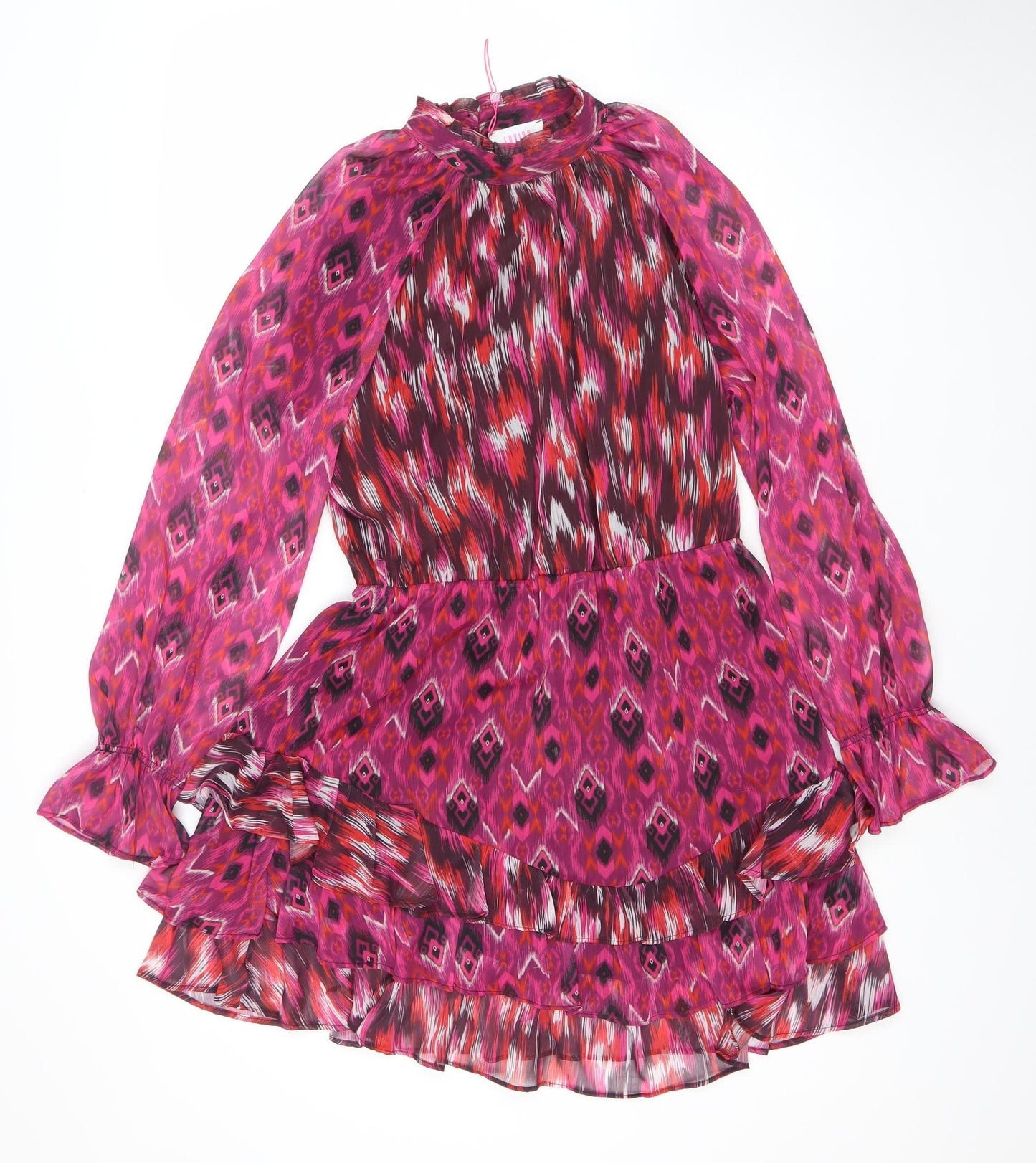Savida Women's Multicoloured Size 12 A-Line Ruffle Chiffon Dress