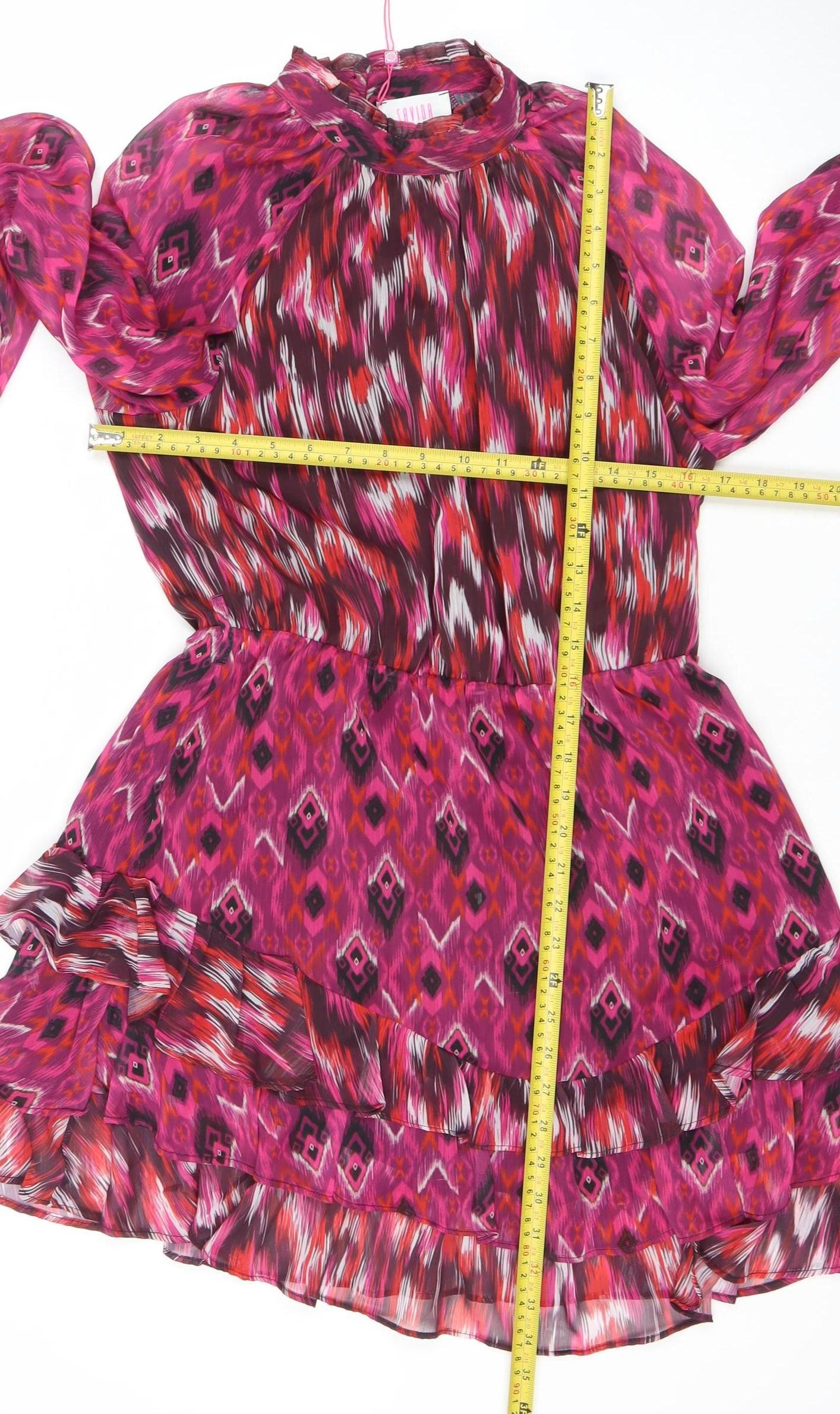 Savida Women's Multicoloured Size 12 A-Line Ruffle Chiffon Dress