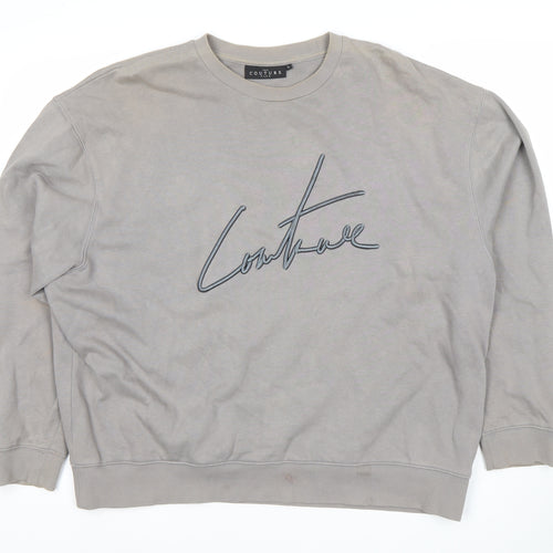 The Couture Club Mens Grey Logo Sweatshirt L Regular Fit