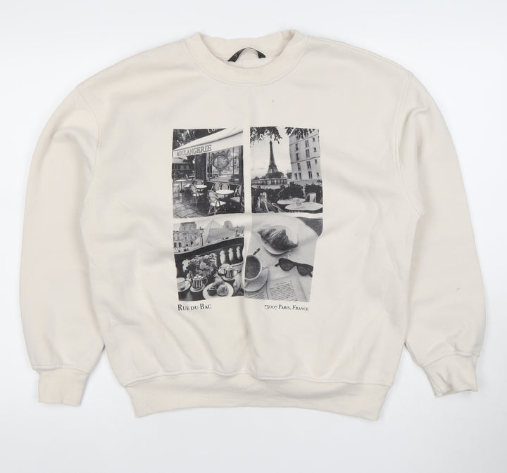 Dunnes Women Beige XS Graphic Paris Print Pullover Sweatshirt