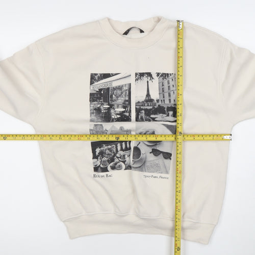 Dunnes Women Beige XS Graphic Paris Print Pullover Sweatshirt