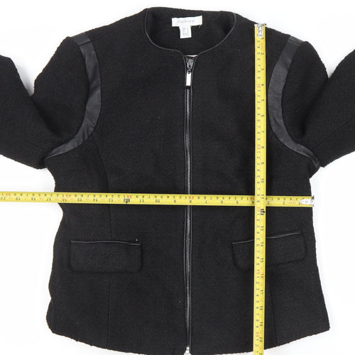 Primark Women's Black Faux Leather Trim Zip Jacket Size 12