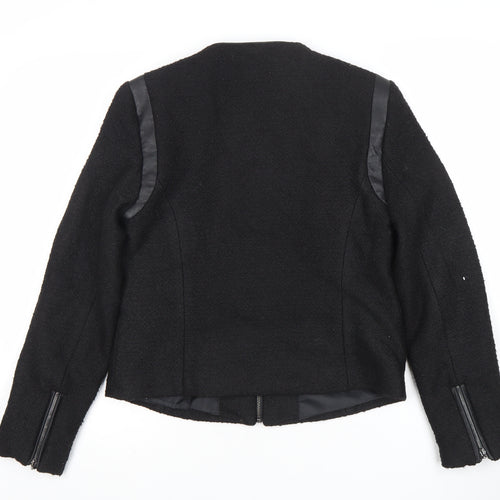Primark Women's Black Faux Leather Trim Zip Jacket Size 12
